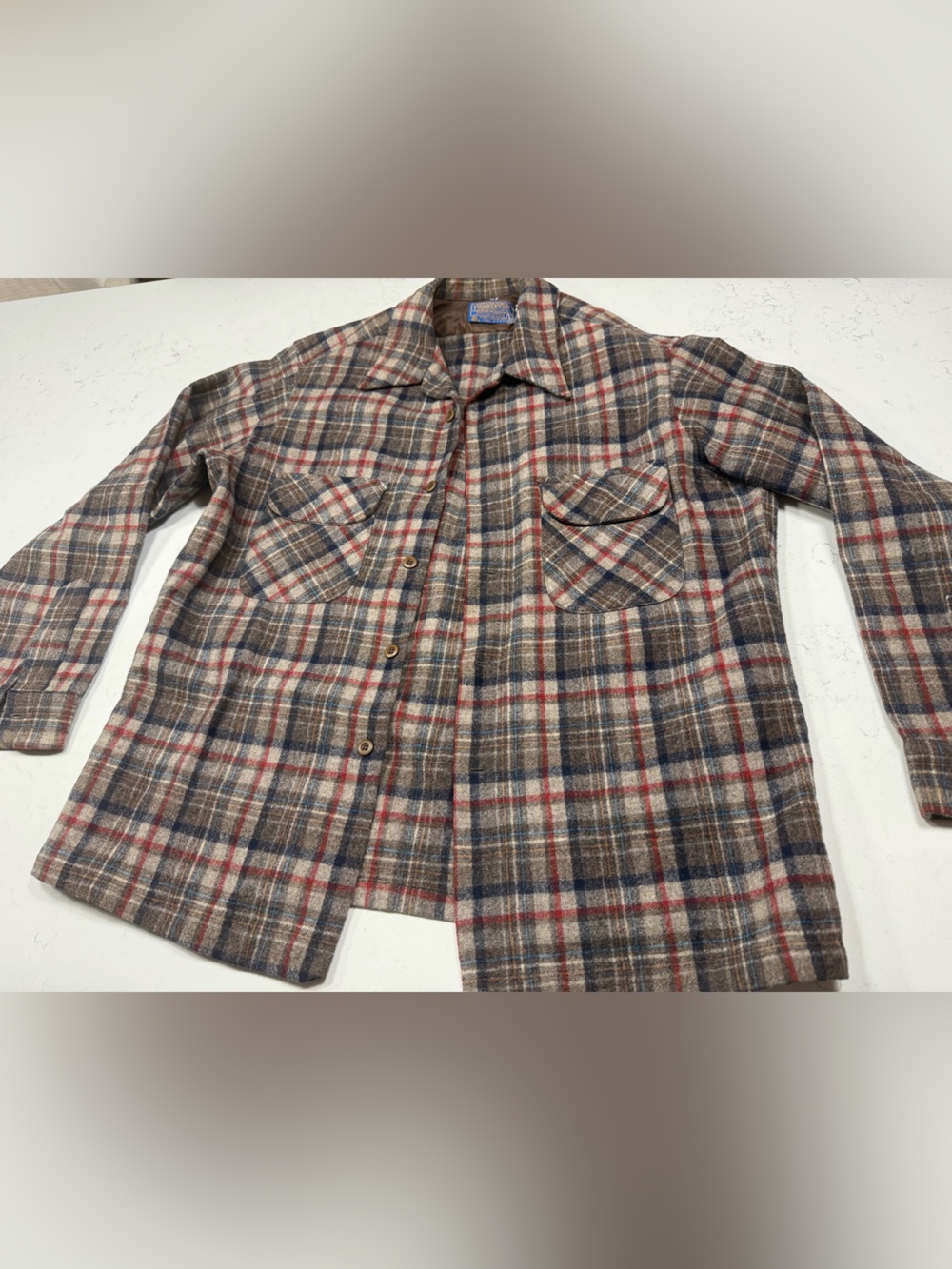 Vintage Pendleton Woolen Mills plaid shirt jacket made in the USA.